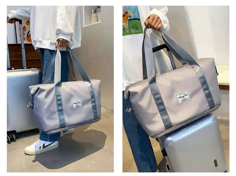 Waterproof Carry On Travel Duffle Bag for Gym and Trips-Blue