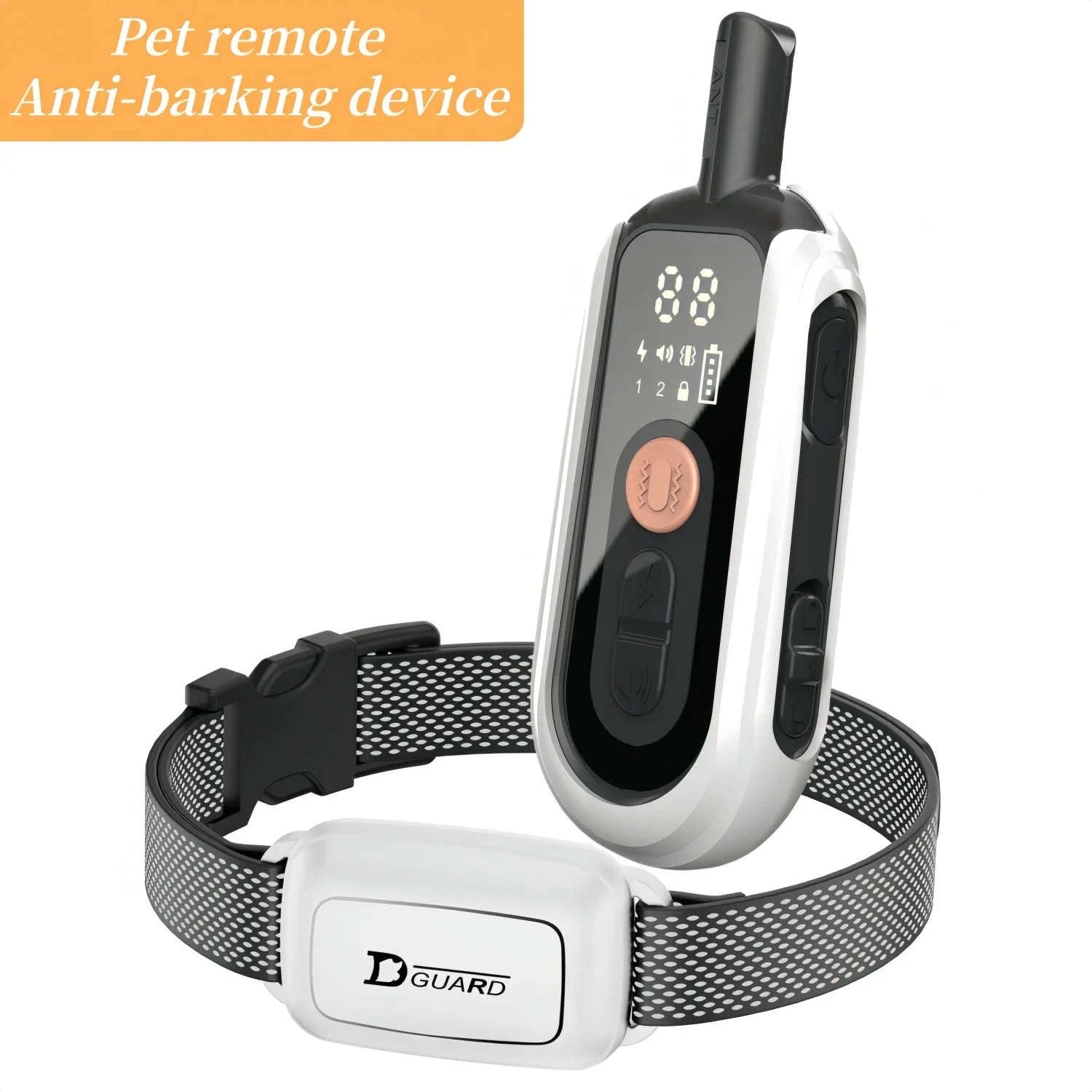 Waterproof Dog Training Collar with Remote Control-518-1-NY-White / USB