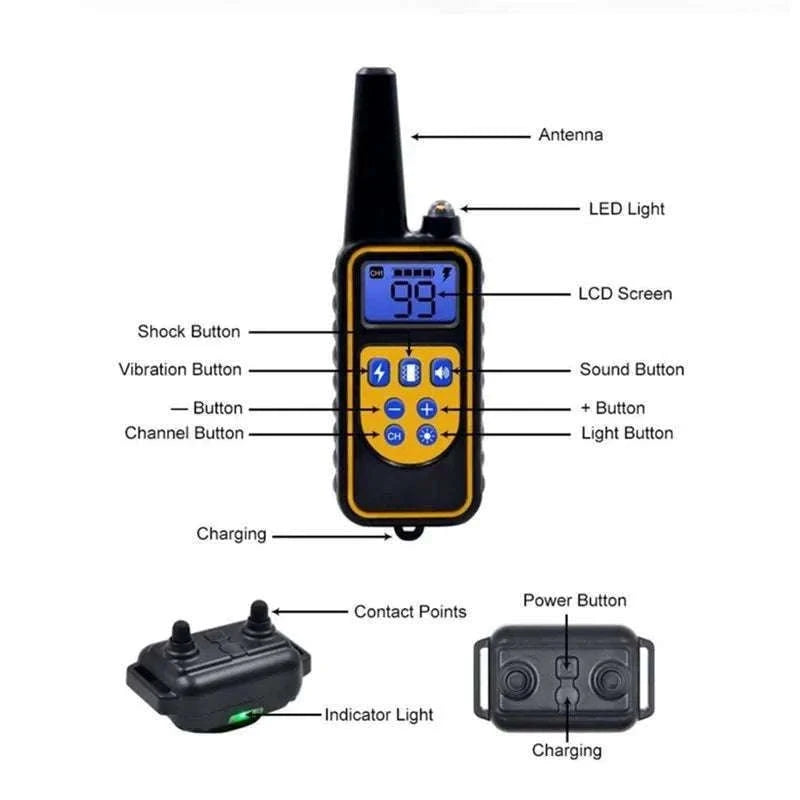 Waterproof Dog Training Collar with Remote, Rechargeable Anti-Bark-For 2 Dogs