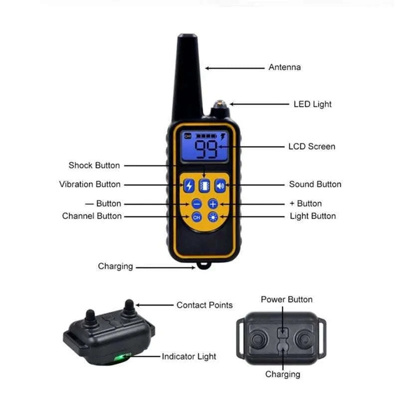 Waterproof Dog Training Collar with Remote, Rechargeable Anti-Bark-For 2 Dogs