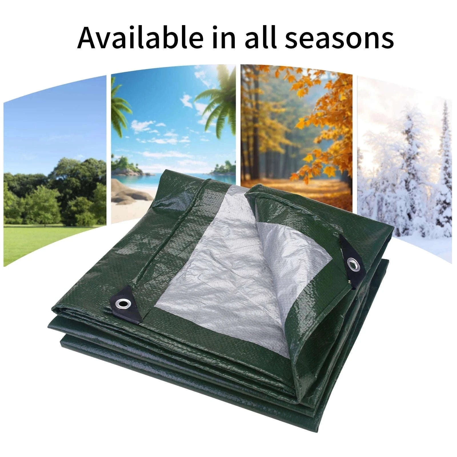 Waterproof Heavy Duty Tarpaulin Outdoor Cover-Green and Ropes / 3x4M