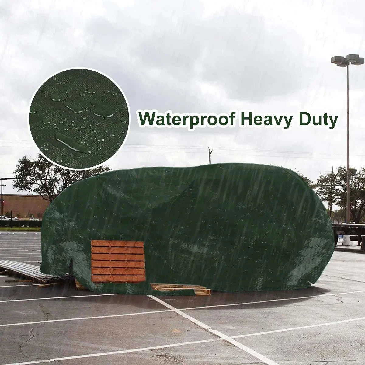 Waterproof Heavy Duty Tarpaulin Outdoor Cover-Green and Ropes / 3x4M