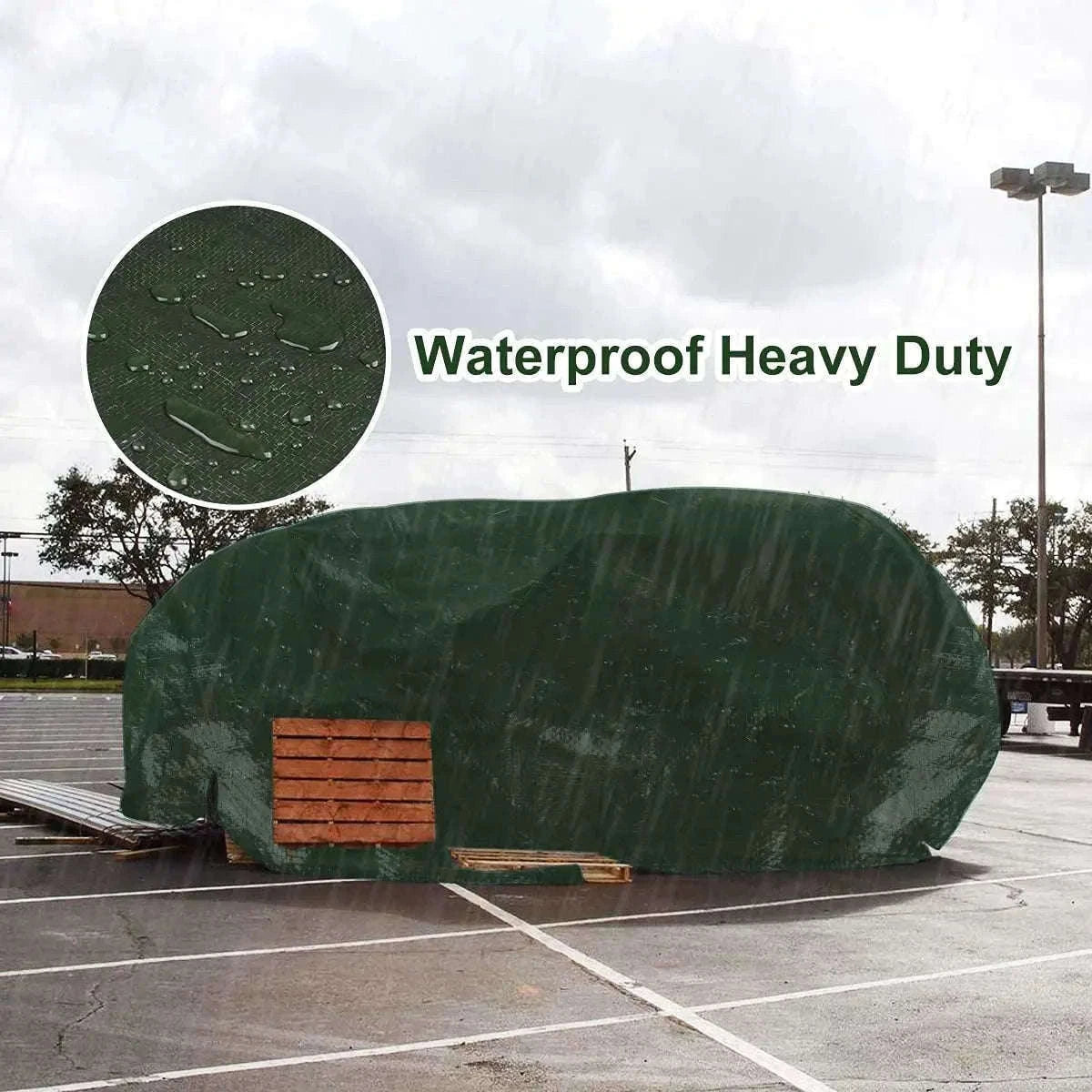 Waterproof Heavy Duty Tarpaulin Outdoor Cover-Green and Ropes / 3x4M