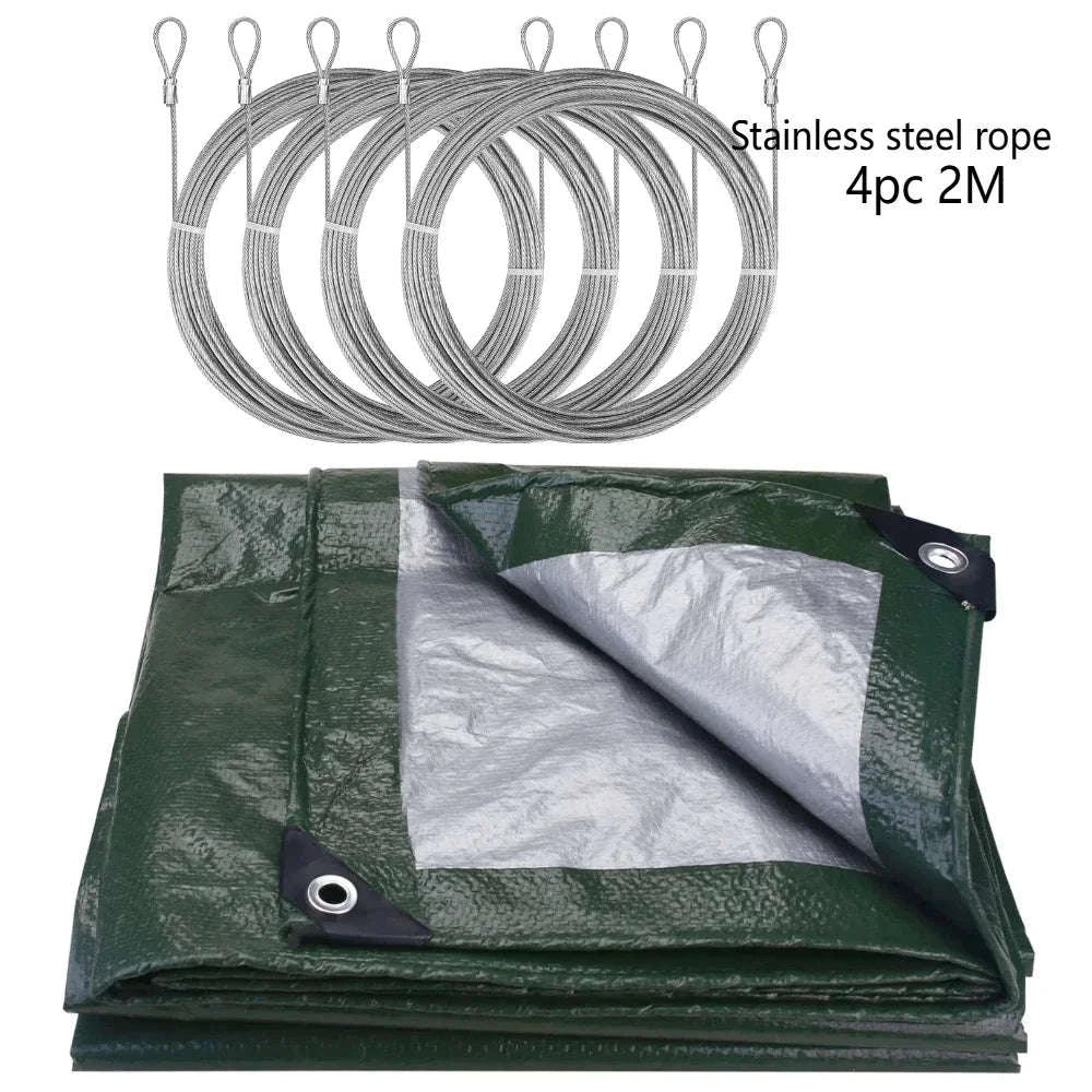 Waterproof Heavy Duty Tarpaulin Outdoor Cover-Green and Ropes / 3x4M