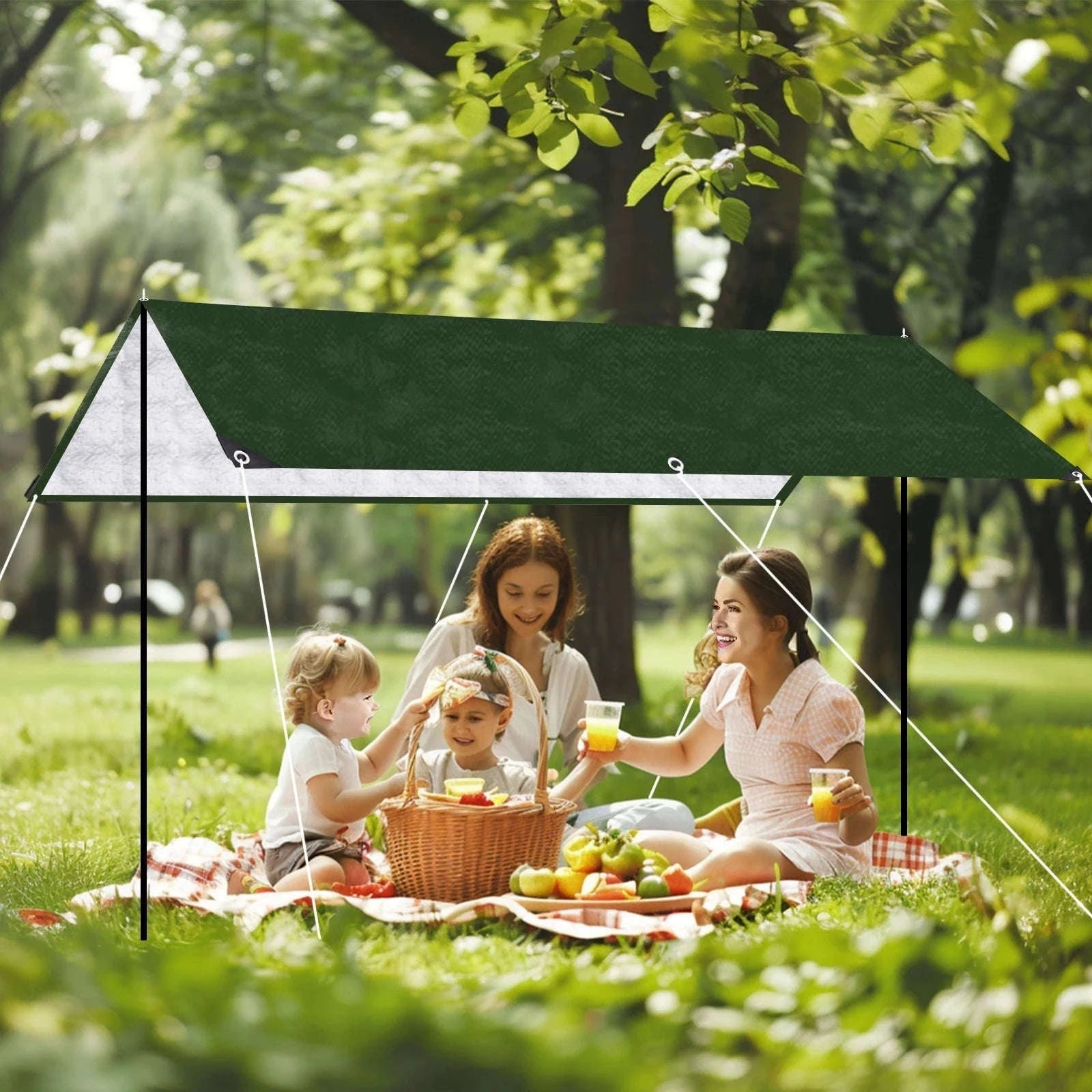 Waterproof Heavy Duty Tarpaulin Outdoor Cover-Green and Ropes / 3x4M
