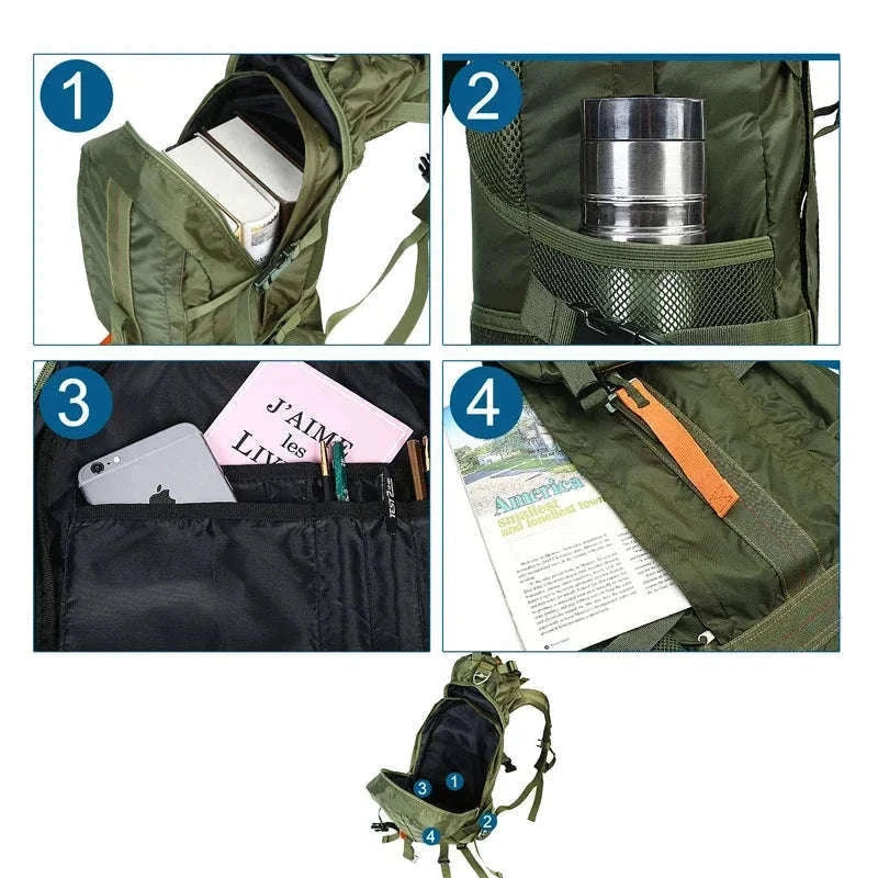 Waterproof Hiking Daypack Backpack for Camping and Travel-OD Green / United States