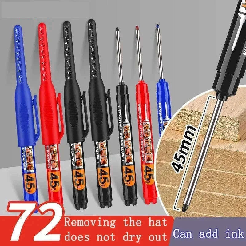 Waterproof Long Head Marker Pen Set for Deep Hole Marking-10 mix