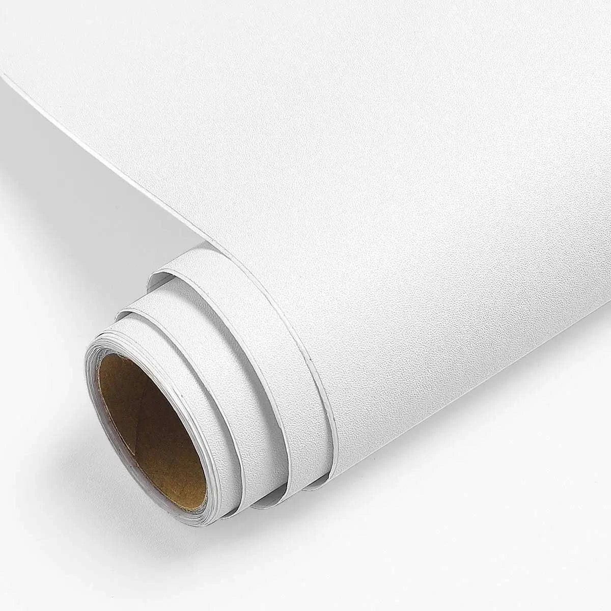 Waterproof Matte Wallpaper Self-Adhesive Vinyl Roll-400cmx55cm / White