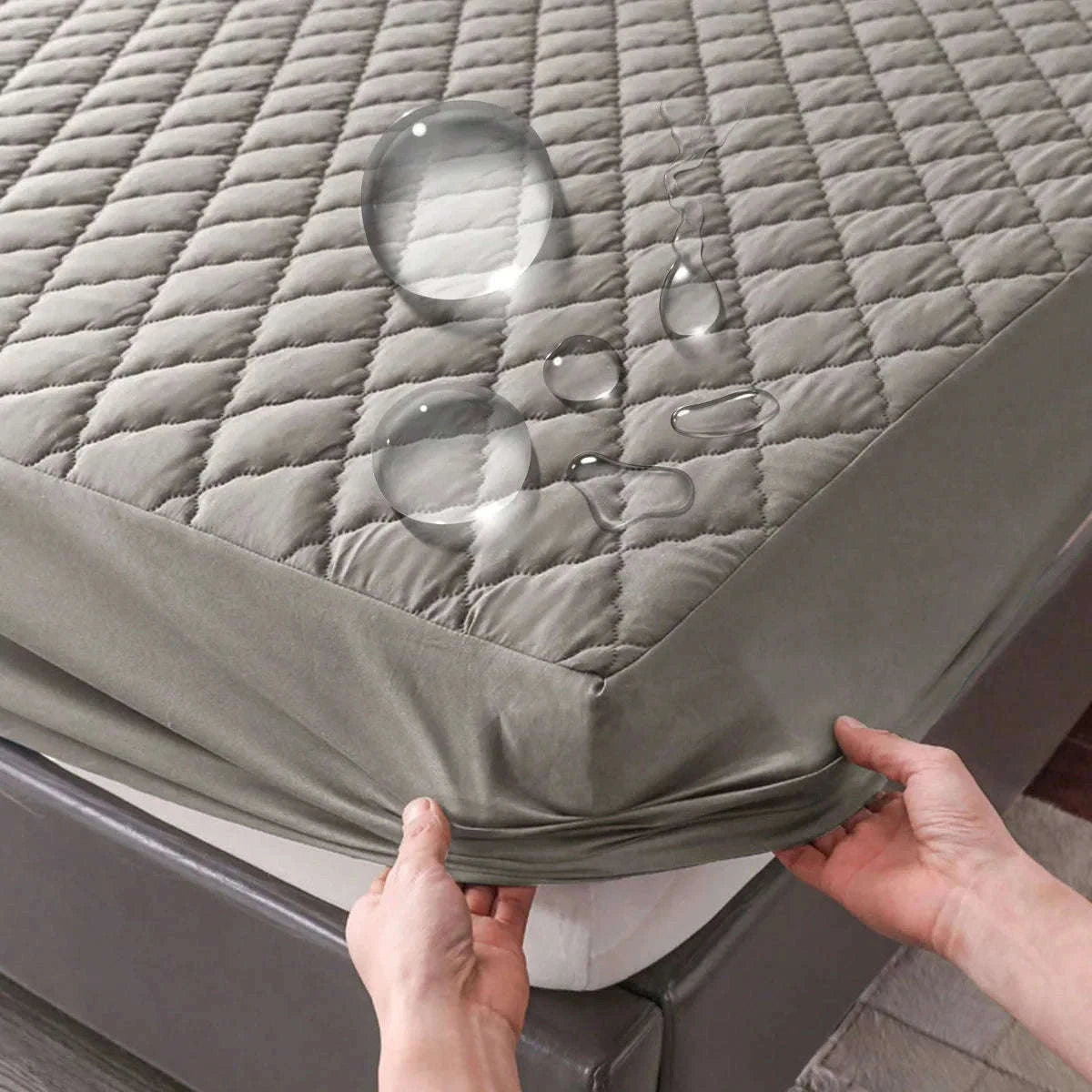 Waterproof Mattress Protector Fitted Sheet for Everyday Clean Sleep-Gray / 150x200x30cm