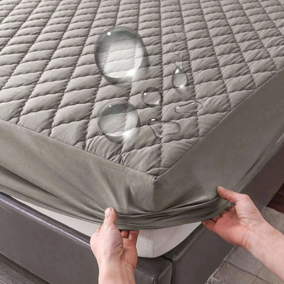 Waterproof Mattress Protector Fitted Sheet for Everyday Clean Sleep-Gray / 150x200x30cm