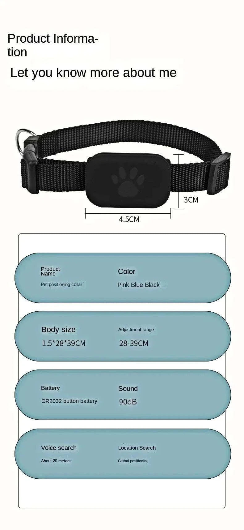 Waterproof Mini Dog GPS Animal Tracking Collar for Cats and Puppies-Blue