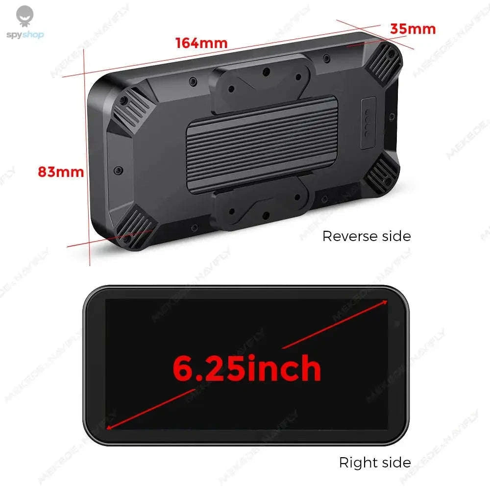 Waterproof Motorcycle GPS – 6.25" Display, Wireless CarPlay, DVR Navigation-No recorder