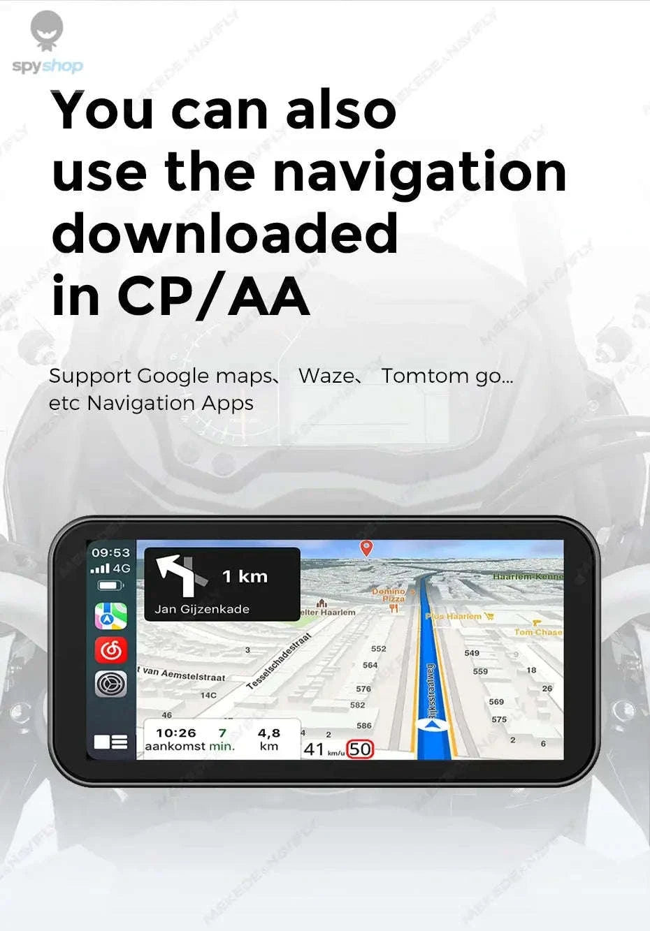 Waterproof Motorcycle GPS – 6.25" Display, Wireless CarPlay, DVR Navigation-No recorder