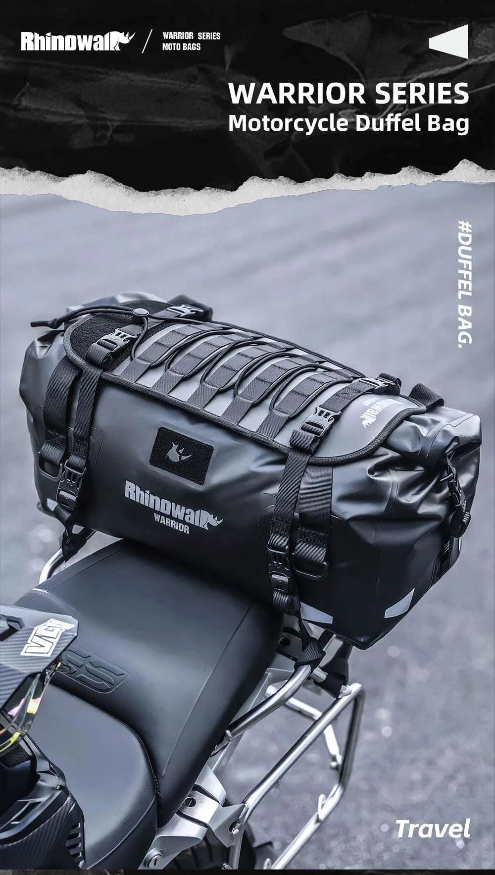 Waterproof Motorcycle Saddle Bag 20L 40L 65L Tail Seat Storage Pack-20L / China Mainland