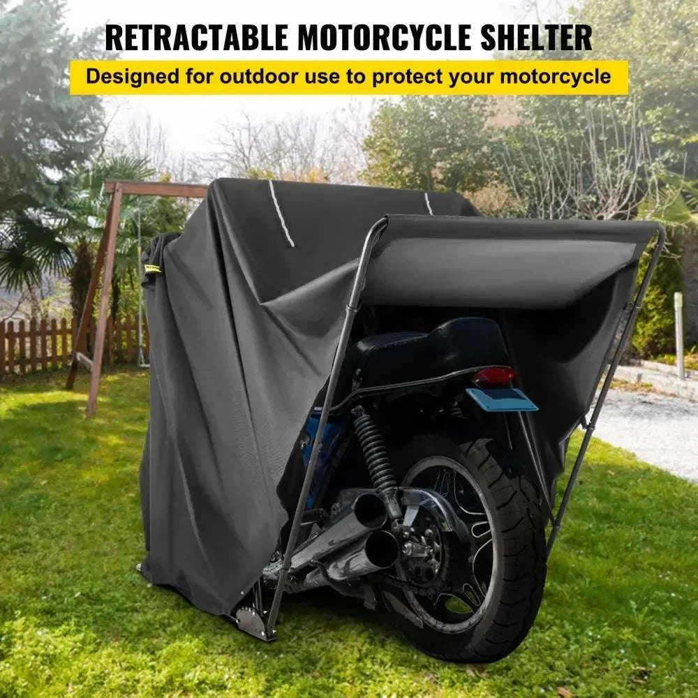Waterproof Motorcycle Shelter Tent with Steel Frame 106" Storage Cover-United States