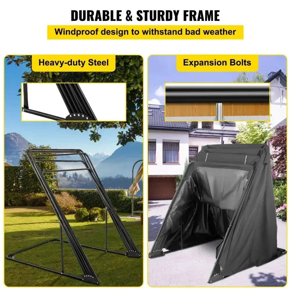 Waterproof Motorcycle Shelter Tent with Steel Frame 106" Storage Cover-United States