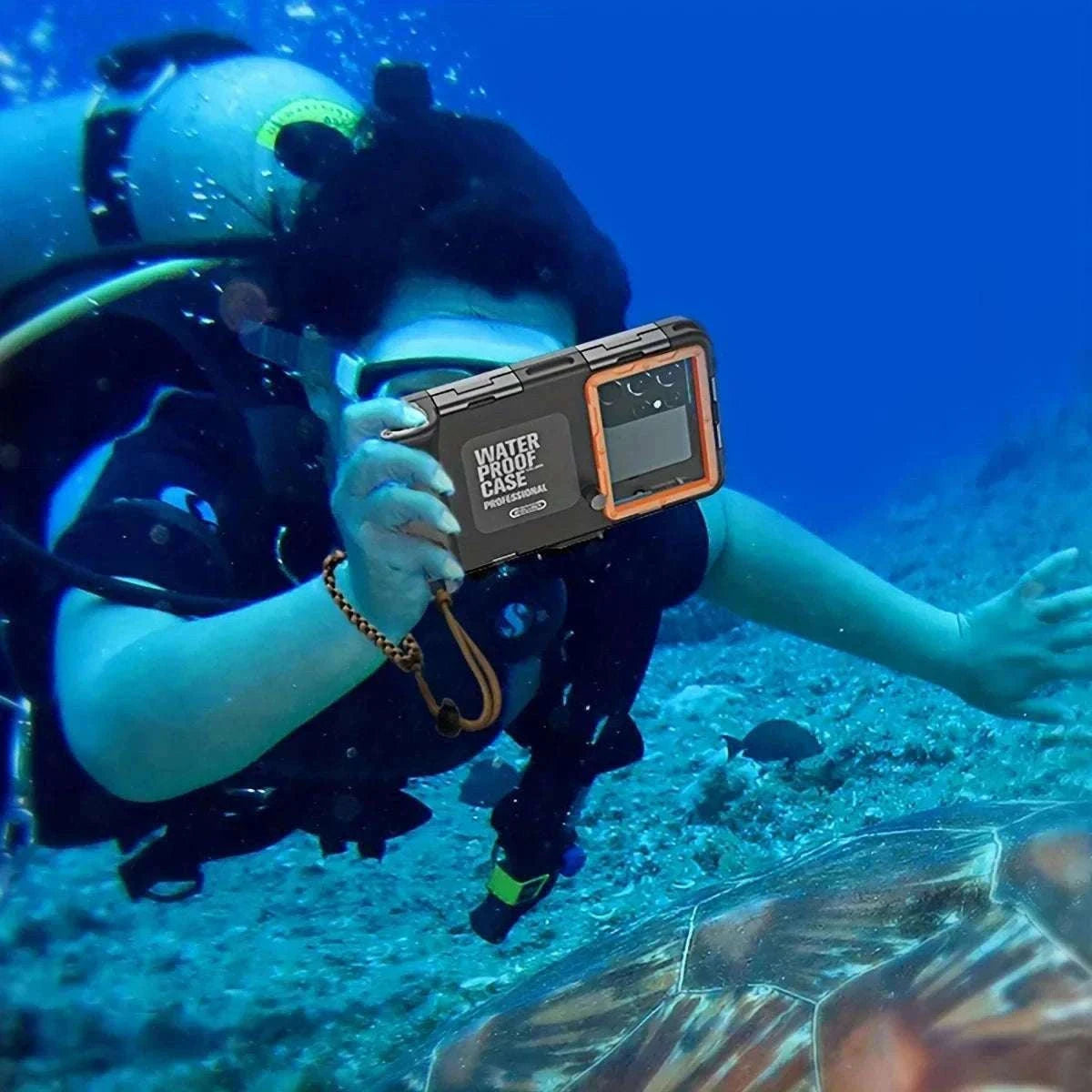 Waterproof Phone Case for Diving, Fits Phones up to 6.9-inch-D / for phone series(6.9") / Case & Strap|PC