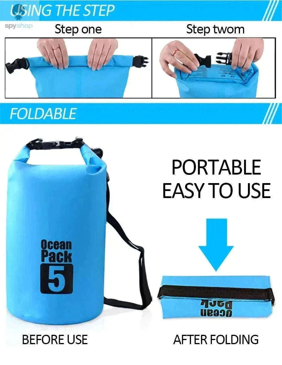 Waterproof PVC Dry Bag for Kayaking and Outdoor Adventures-A5 2L-No straps