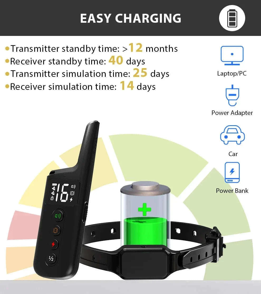 Waterproof Rechargeable Dog Training Collar with 500m Remote Control-black