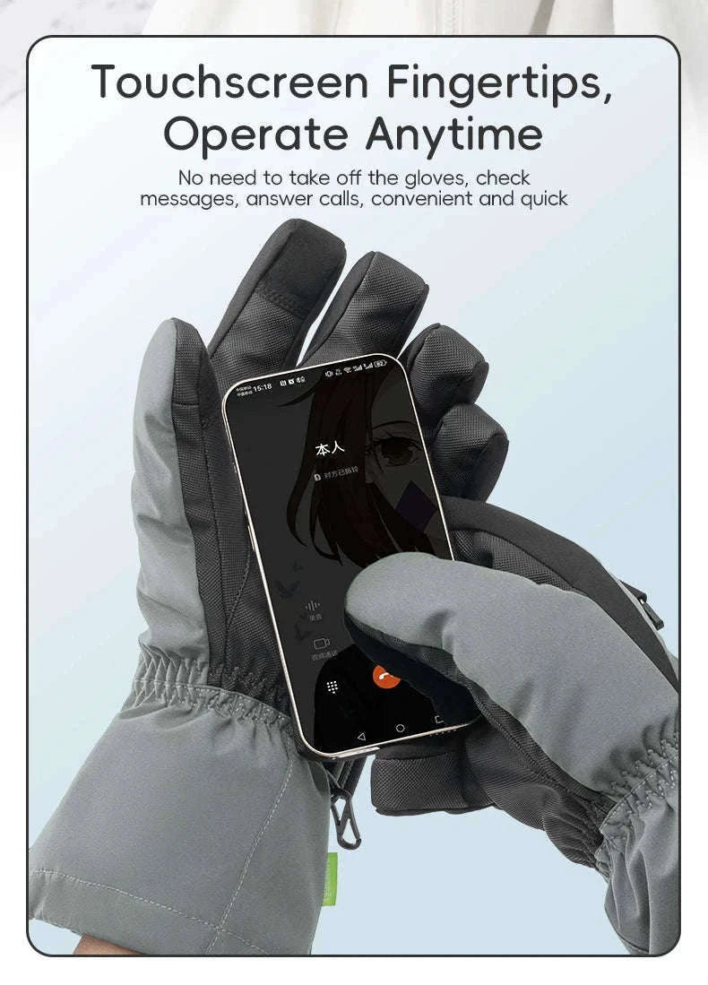 Waterproof Ski Gloves with Touchscreen & Anti-Slip Grip-014-S347-PK / XL