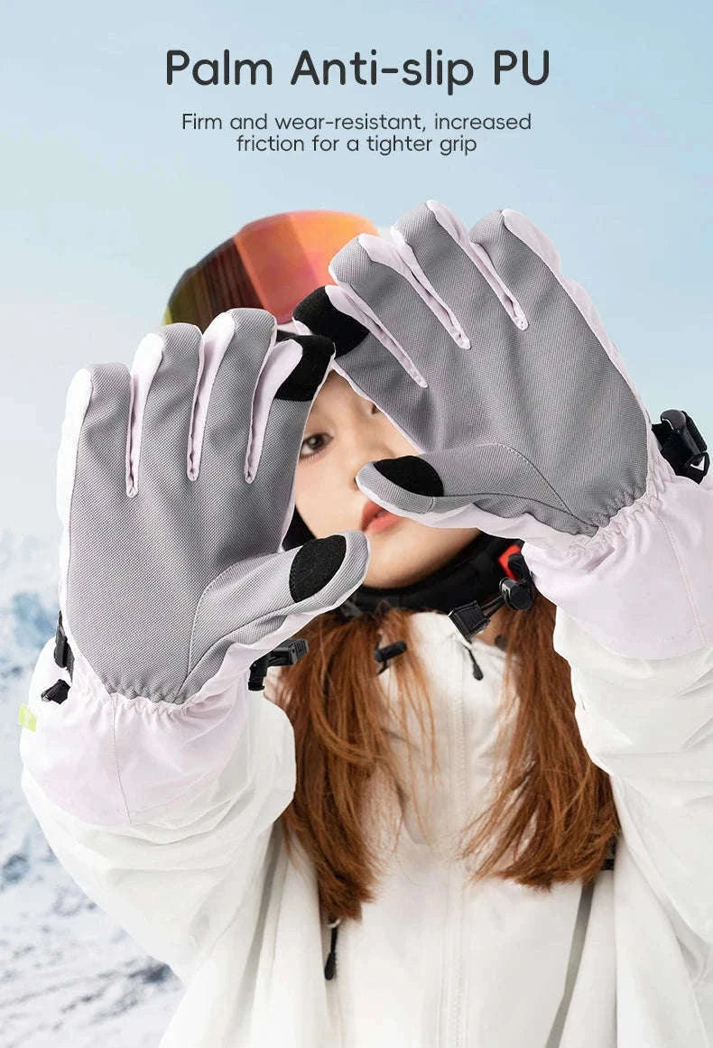 Waterproof Ski Gloves with Touchscreen & Anti-Slip Grip-014-S347-PK / XL