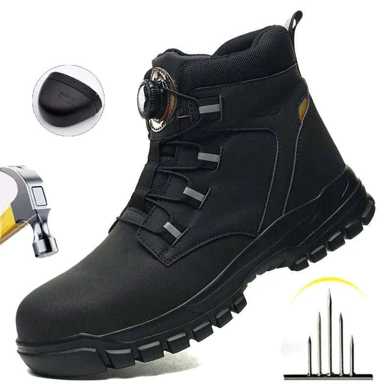 Waterproof Steel Toe Work Boots for Men with Ankle Support-680-Yellow / 45