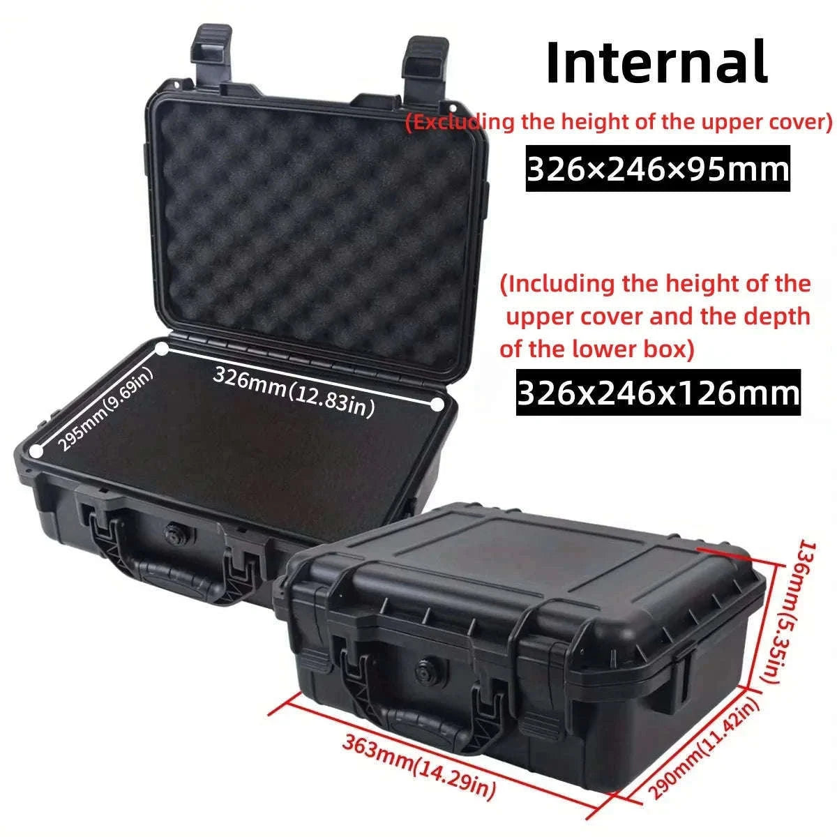 Waterproof Tool Case with Pre-Cut Sponge Inserts-363x290x136mm