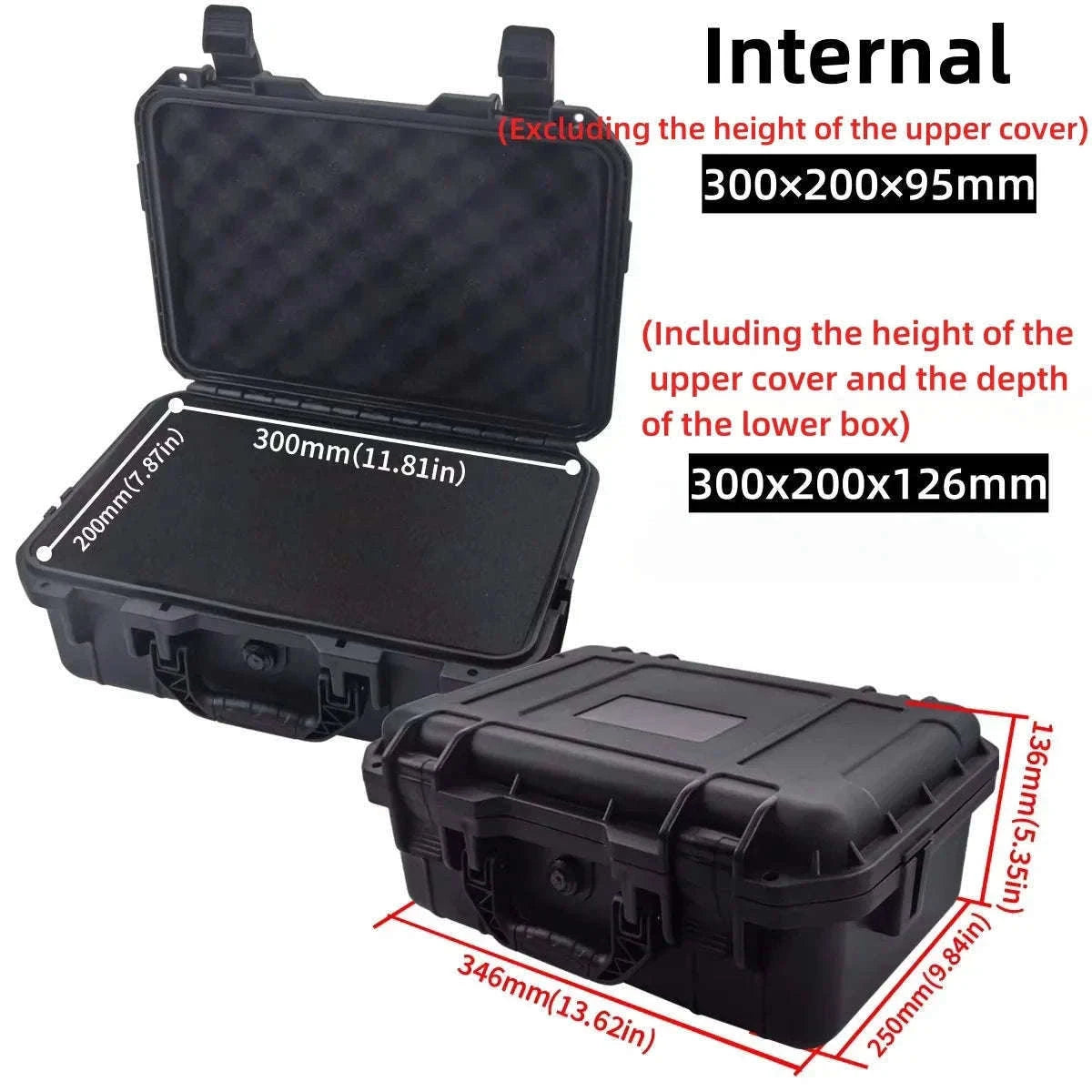 Waterproof Tool Case with Pre-Cut Sponge Inserts-363x290x136mm