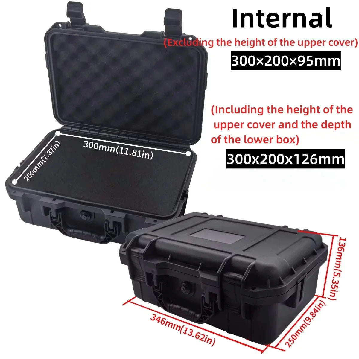 Waterproof Tool Case with Pre‑Cut Sponge Inserts-363x290x136mm