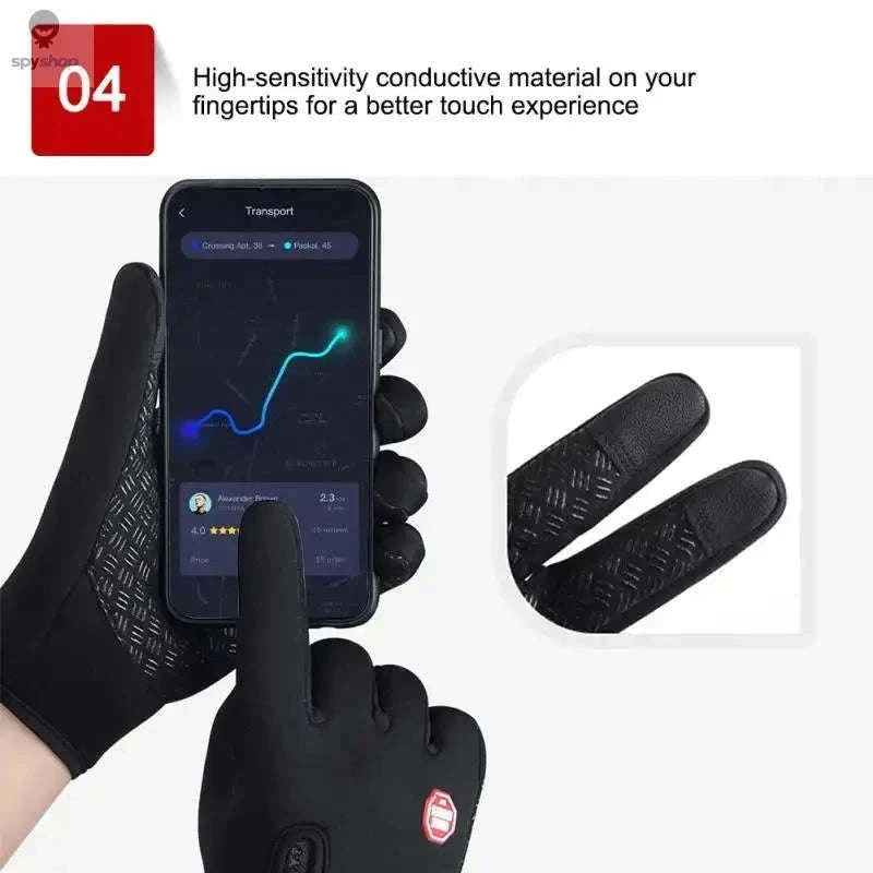 Waterproof Winter Gloves for Men with Touchscreen Grip-Black / M