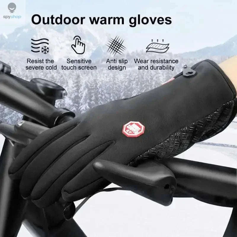 Waterproof Winter Gloves for Men with Touchscreen Grip-Black / M