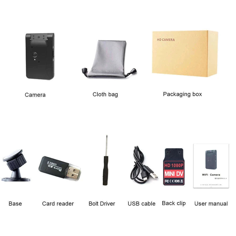 WD7 Mini Camera HD WiFi Camcorder with Night Vision-With Wifi / Standard(No TF Card)
