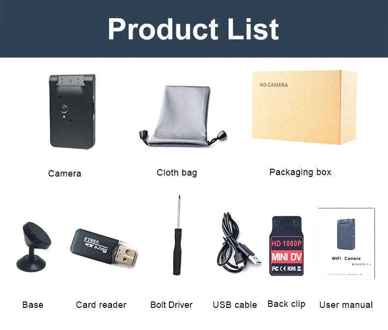 WD7 Mini Camera HD WiFi Camcorder with Night Vision-With Wifi / Standard(No TF Card)
