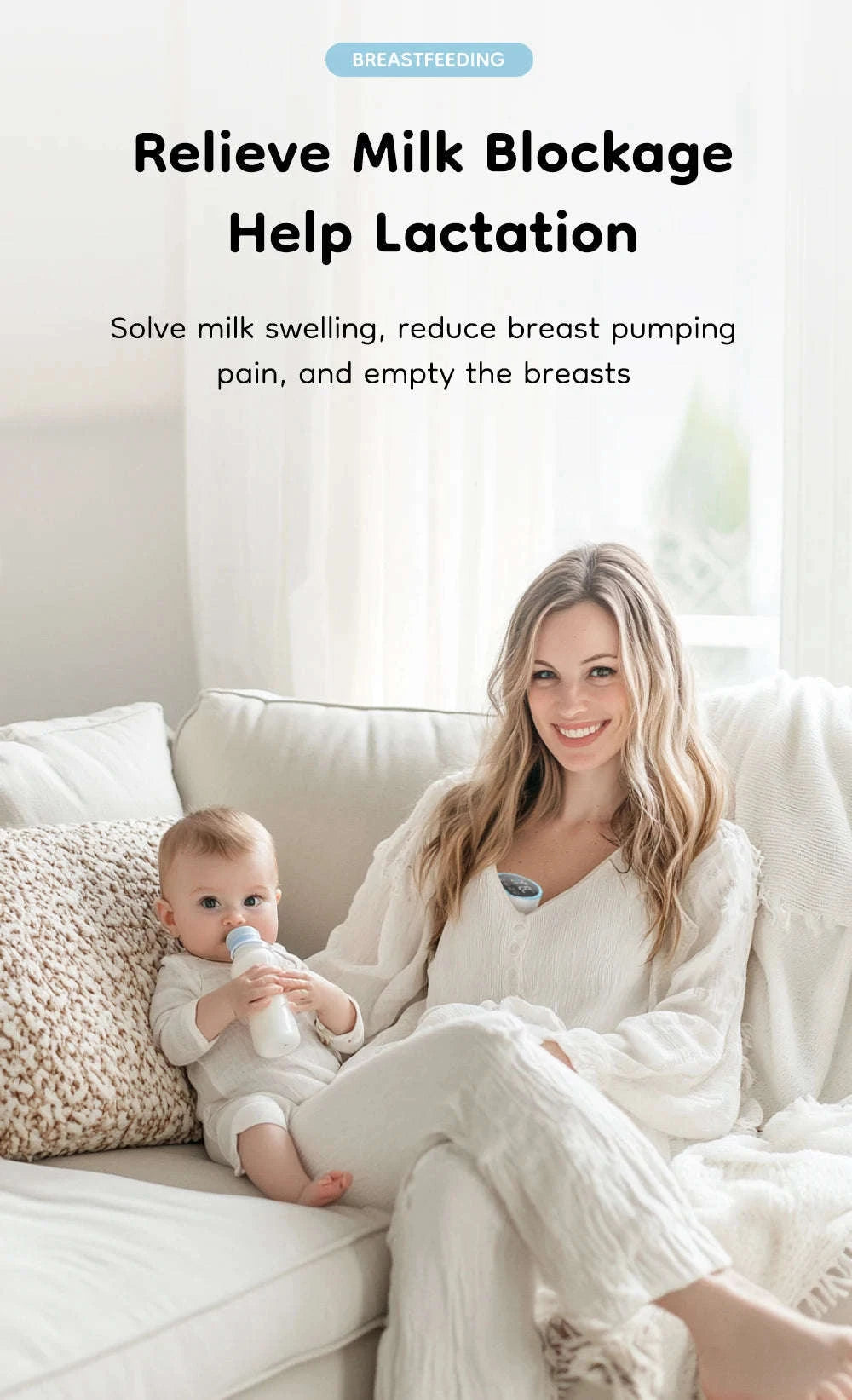 Wearable Electric Breast Pump Hands-Free, Quiet & Rechargeable-SKY BLUE