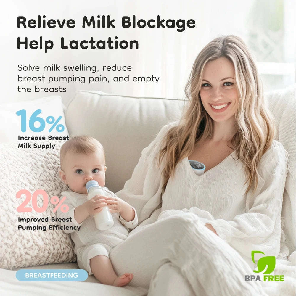 Wearable Electric Breast Pump Hands-Free, Quiet & Rechargeable-SKY BLUE