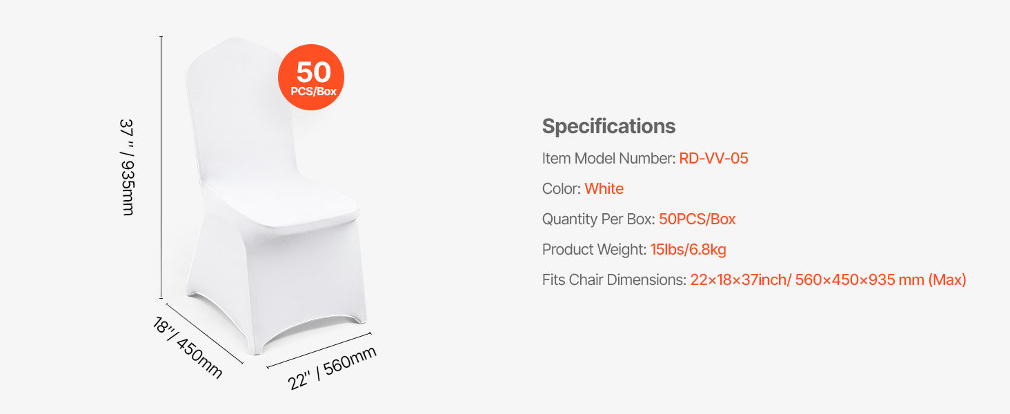 Huse elastice din spandex pentru scaune, pentru nunți și evenimente (pachet de 50/100)
