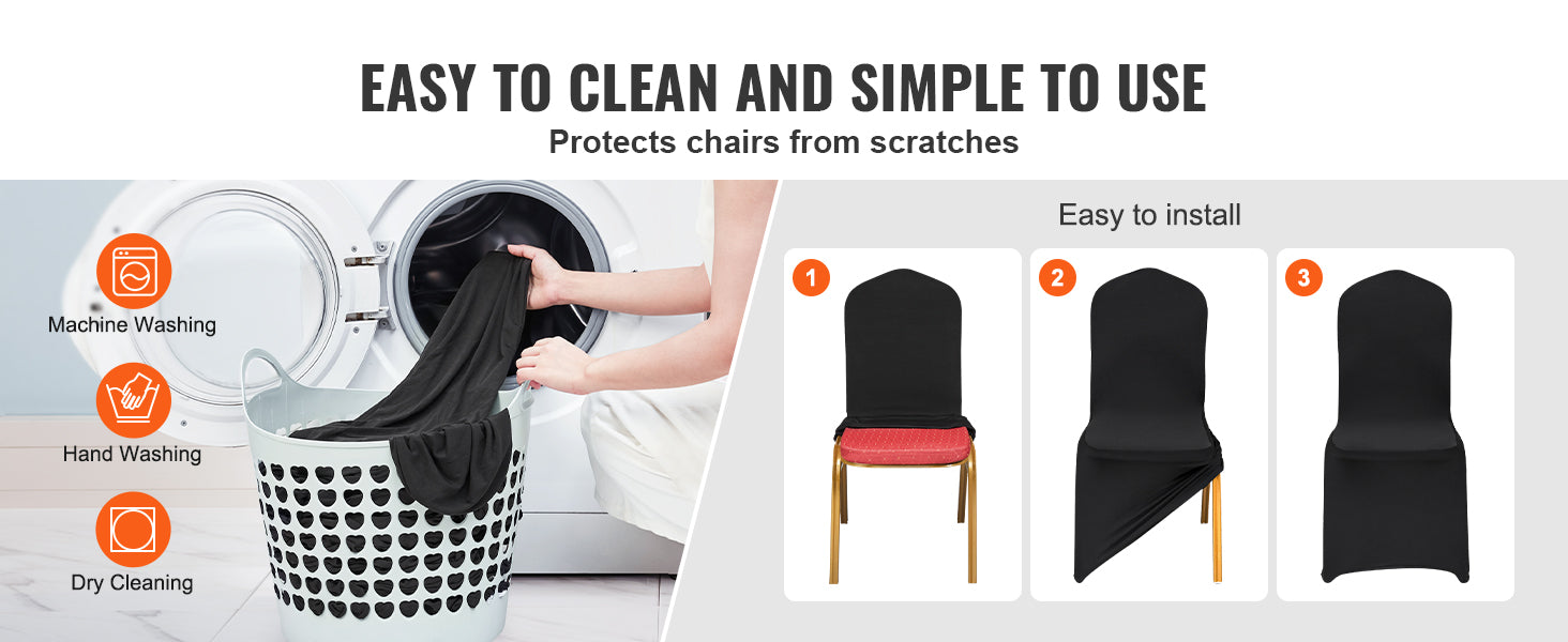SucceBuy 30/50 piezas de funda elástica para silla para boda fiesta, funda de silla universal ajustable, funda removible lavable y protectora