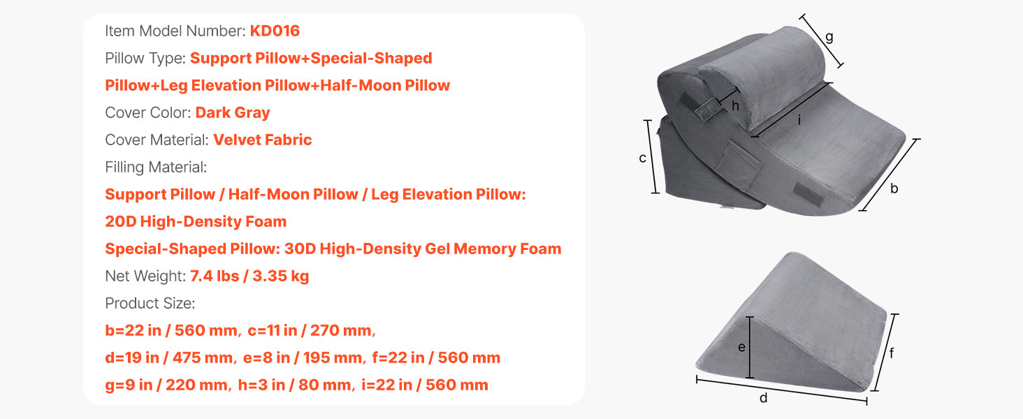 Adjustable 4-Piece Wedge Pillow Set for Sleep & Recovery Support