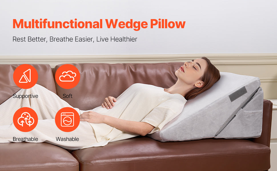 Bed Wedge Pillow for Acid Reflux, Snoring & Post-Surgery Support