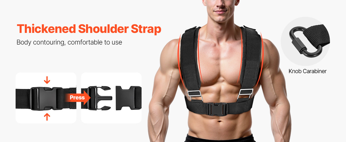 SucceBuy vægtslæde i stål – power sled til fitnesstræning, træningssled til øvelse med justerbar højde, håndtag, orange/sort (1/2 in)