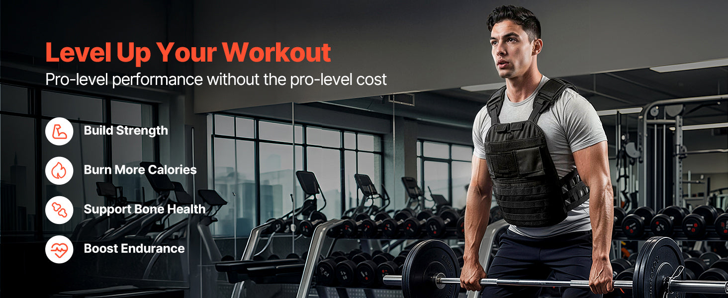 SucceBuy Weighted Vest Body Weight Vest with Shoulder Pad and Reflective Stripe Workout Equipment for  Strength Training Running