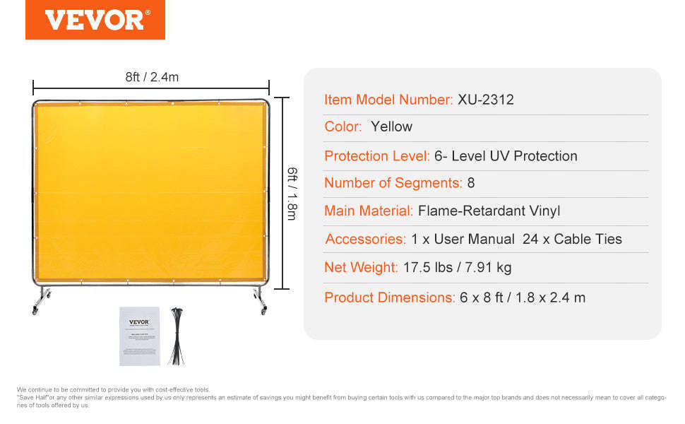 Welding Screen Frame 6 x 6 ft Flame-Resistant Protection Screen-6x6 Red / United States