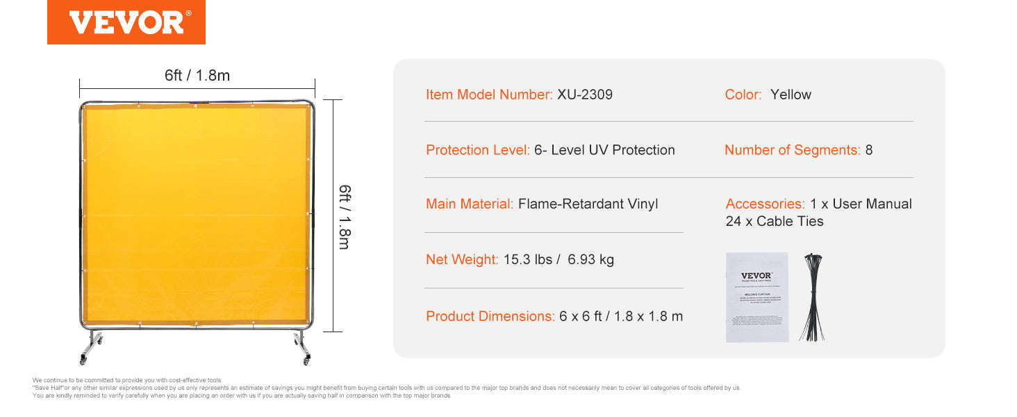 Welding Screen Frame 6 x 6 ft Flame-Resistant Protection Screen-6x6 Red / United States