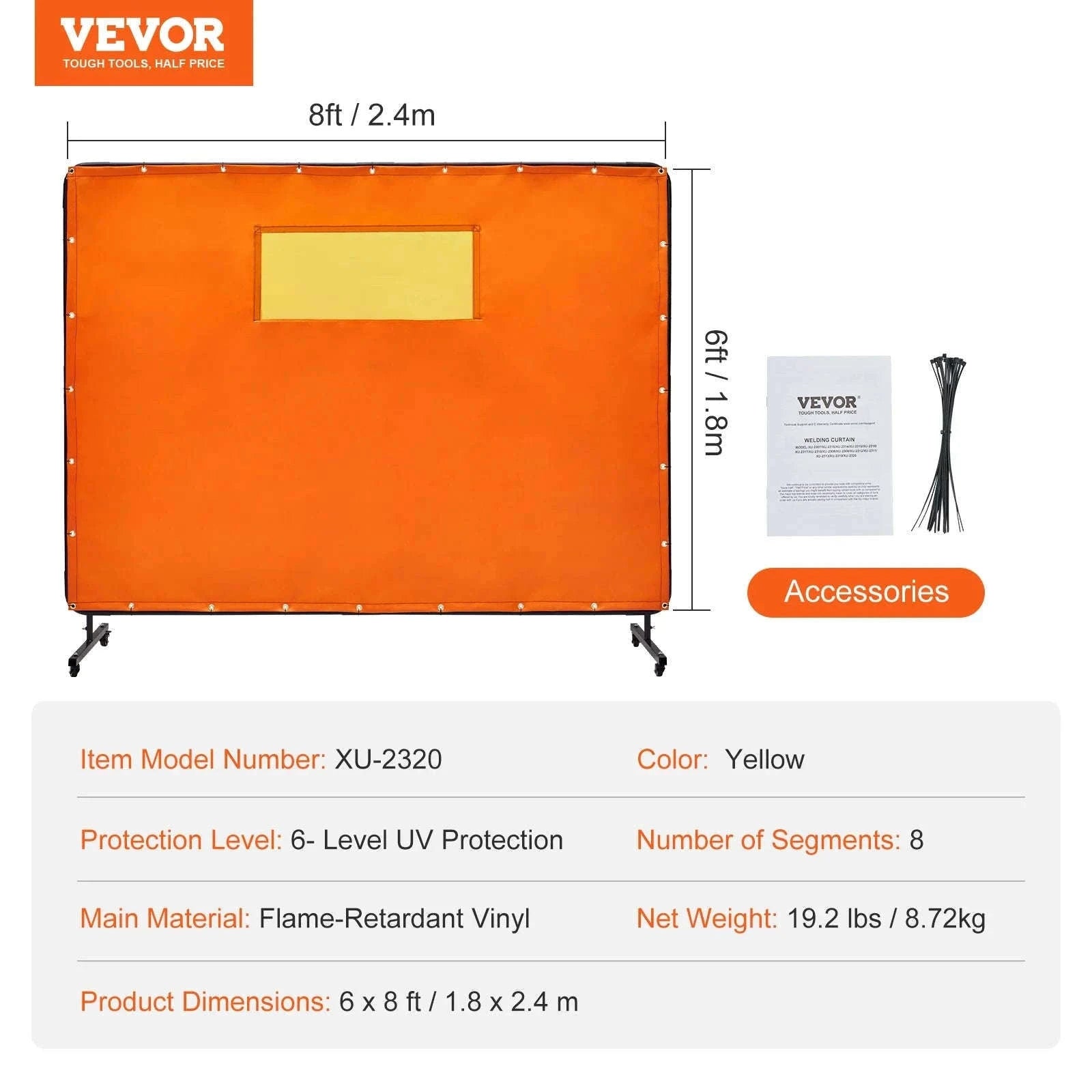 Welding Screen Frame 6 x 6 ft Flame-Resistant Protection Screen-6x6 Red / United States