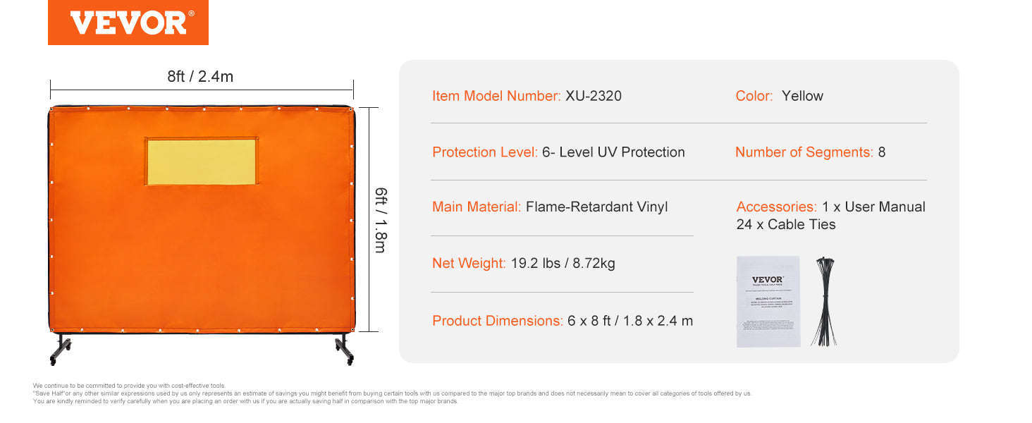 Welding Screen Frame 6 x 6 ft Flame-Resistant Protection Screen-6x6 Red / United States