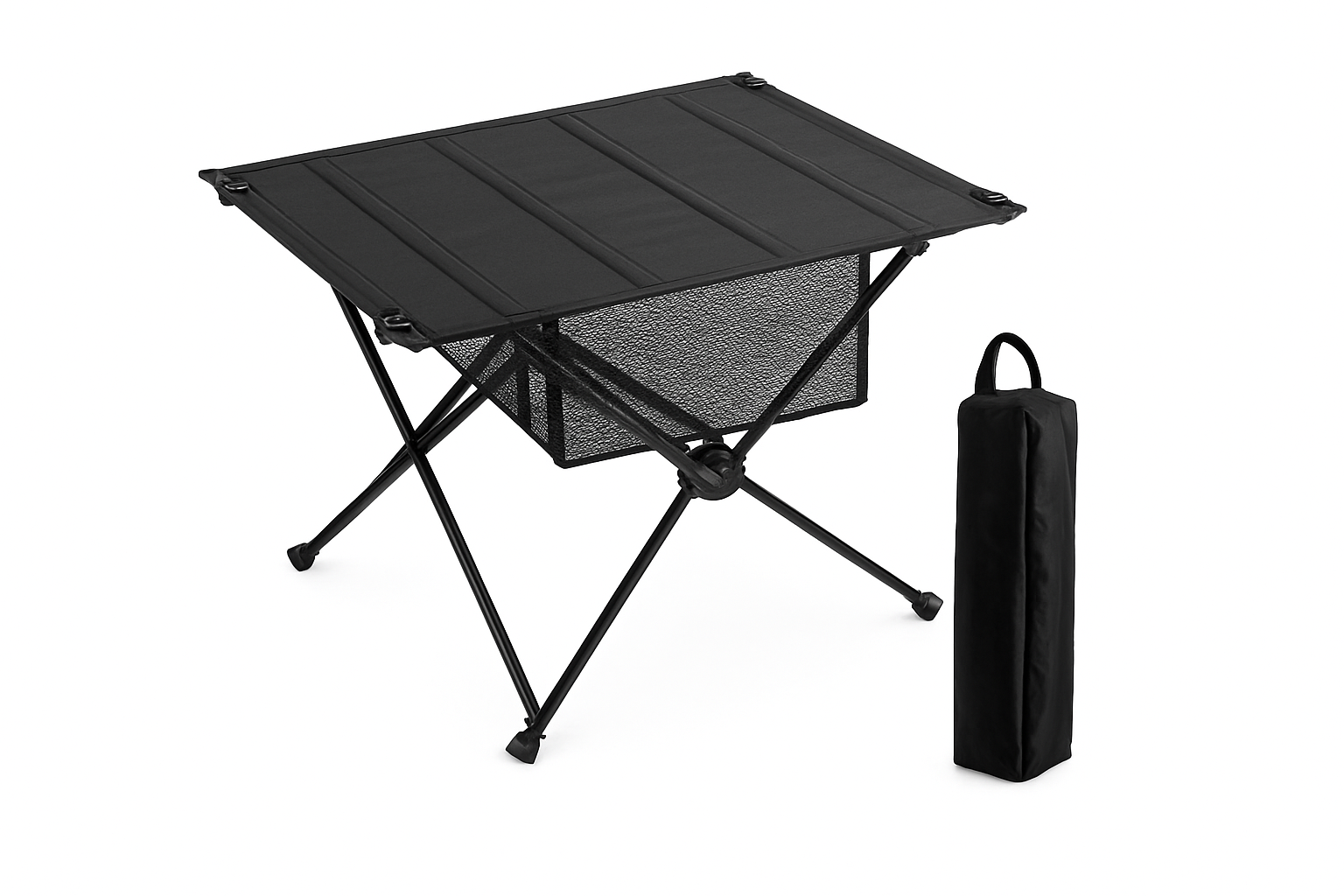 Camping Folding Table with Aluminum Alloy Frame and Roll-Up Top