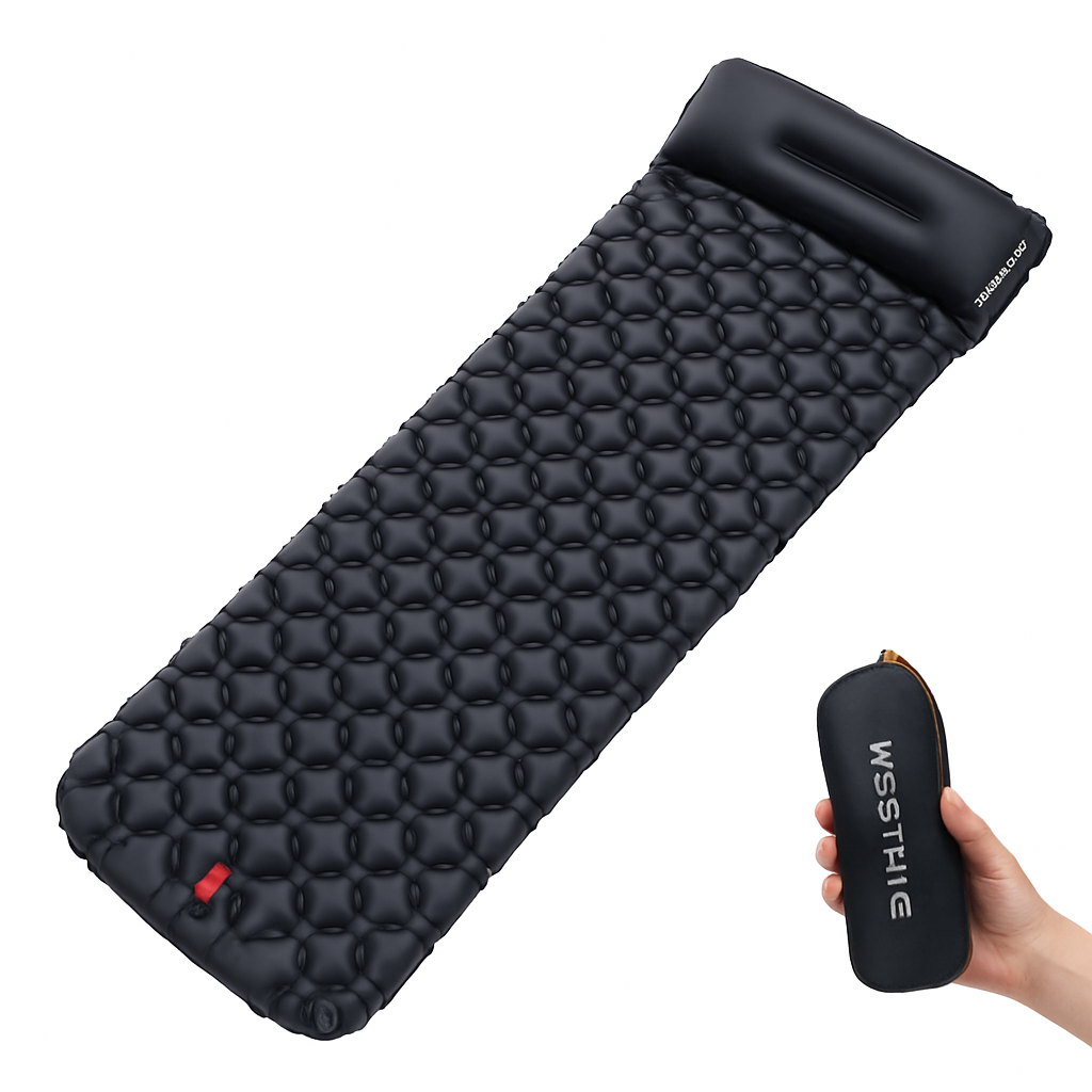 Camping Inflatable Mattress with Built-In Pump and Pillow