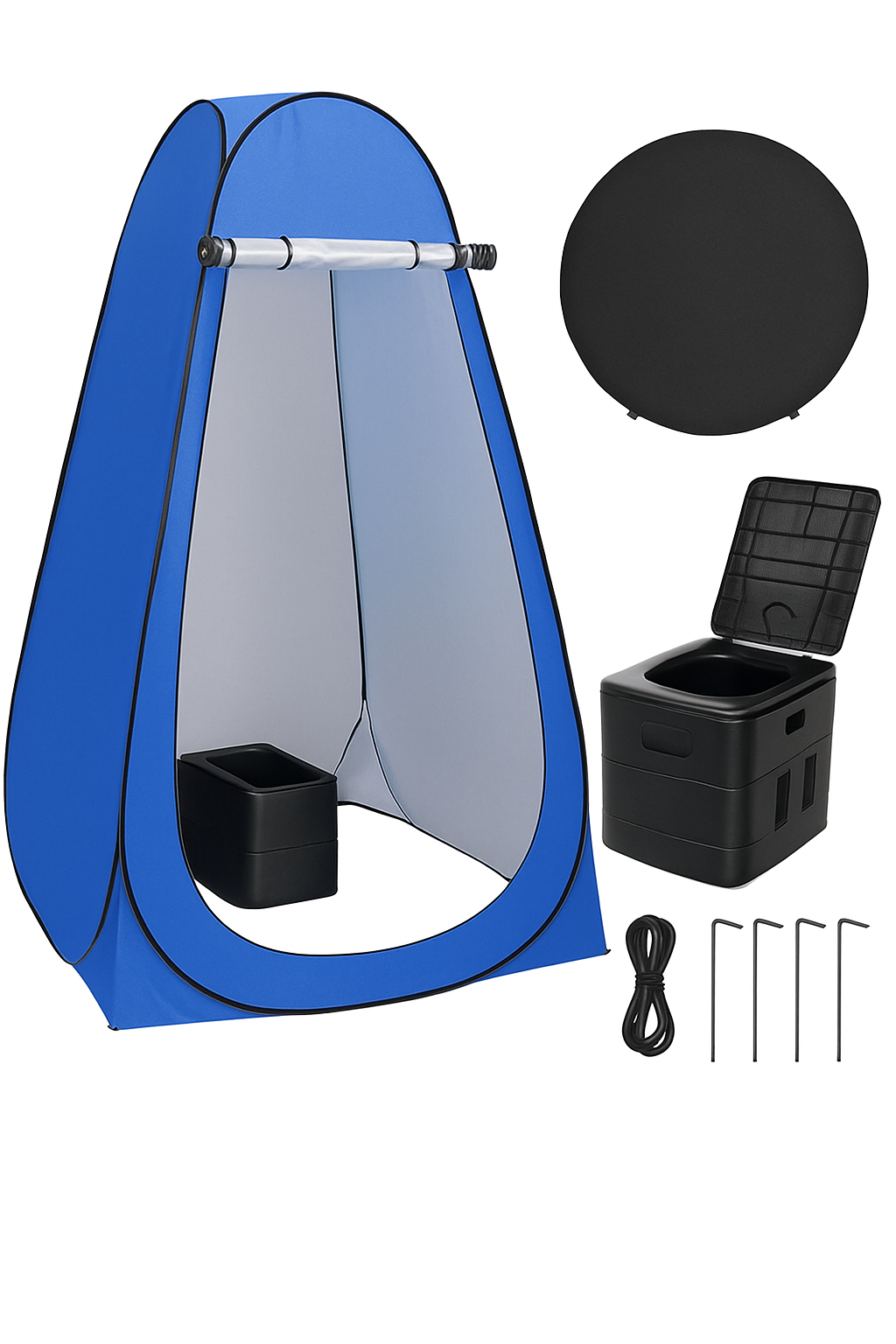 Portable Toilet Kit with Pop Up Privacy Tent for Camping