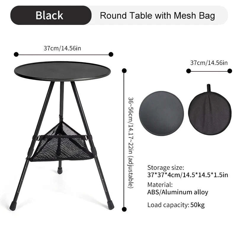 WESTTUNE Ultralight Outdoor Round Camping Table Set (2 Pcs)-2 Pcs Set / United States