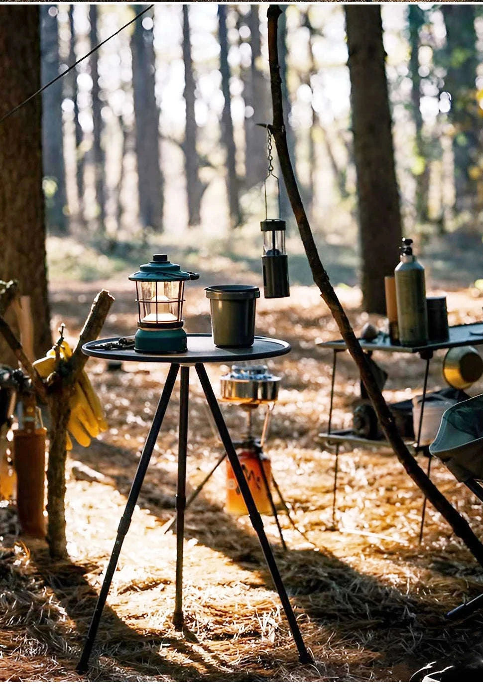 WESTTUNE Ultralight Outdoor Round Camping Table Set (2 Pcs)-2 Pcs Set / United States